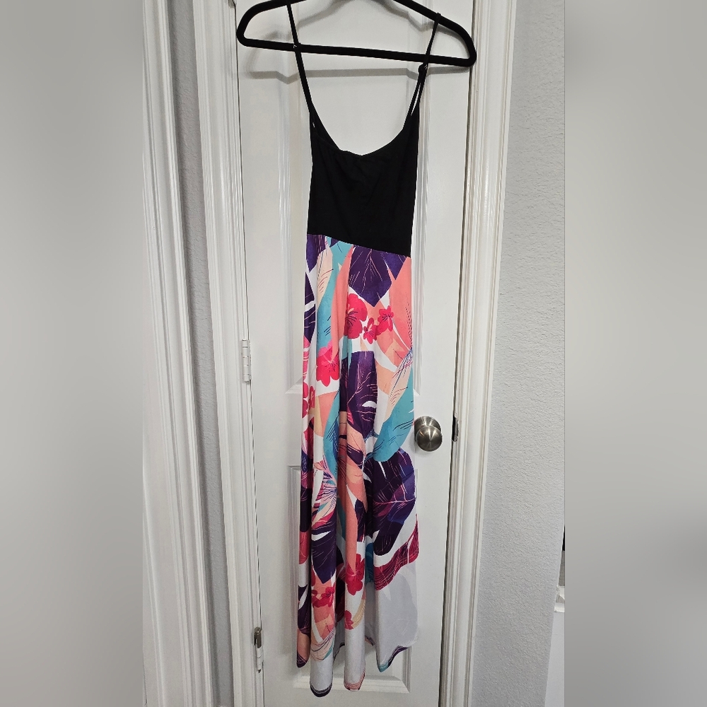 Black & Multicolor Floral Maxi Dress